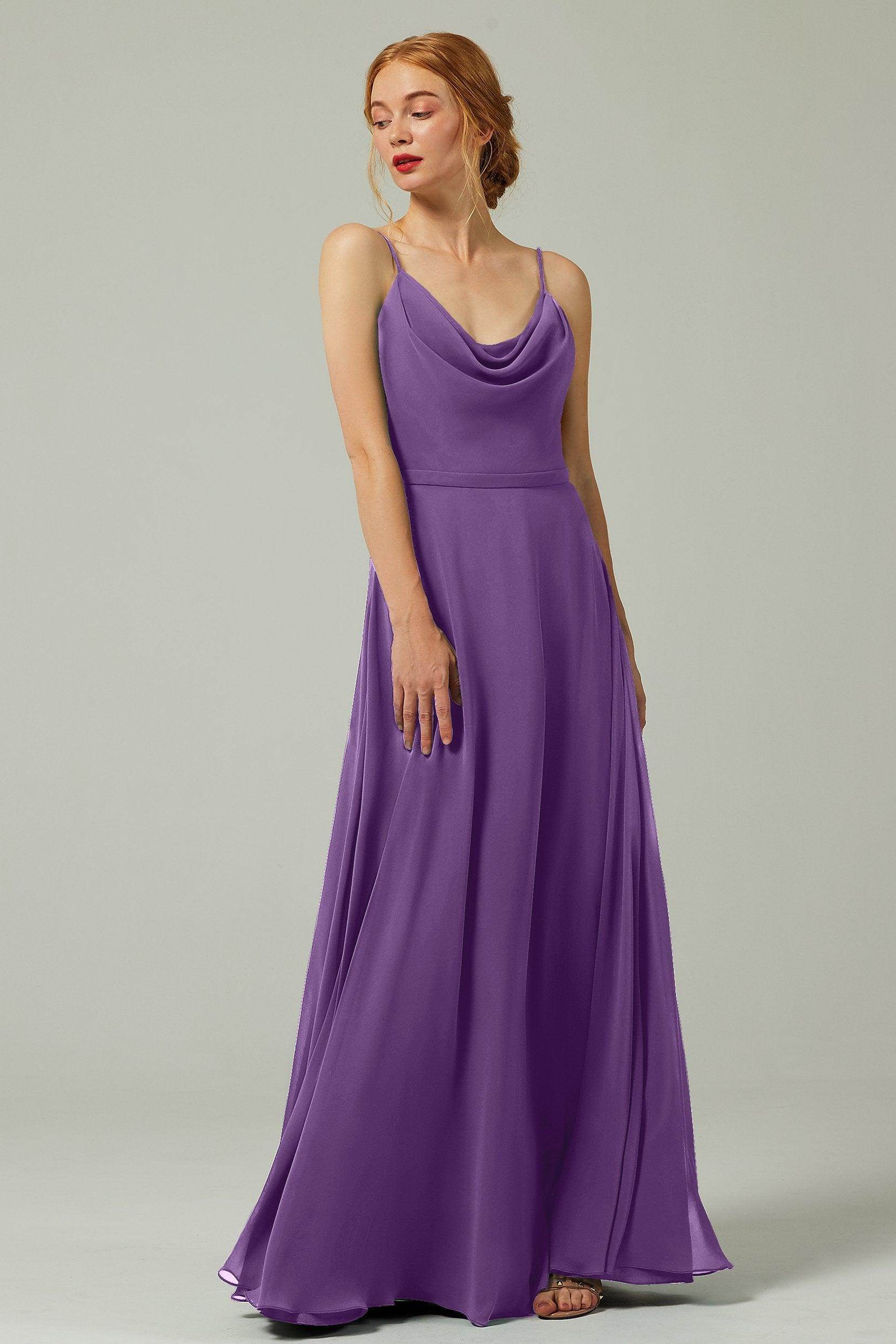 A-Line Floor Length Chiffon Bridesmaid Dress CB0322 - COCOMELODY